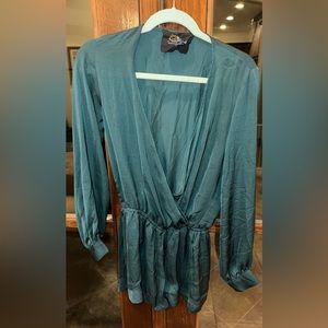 Blue Life (Plant Blue) - Forest Green Long Sleeve Romper